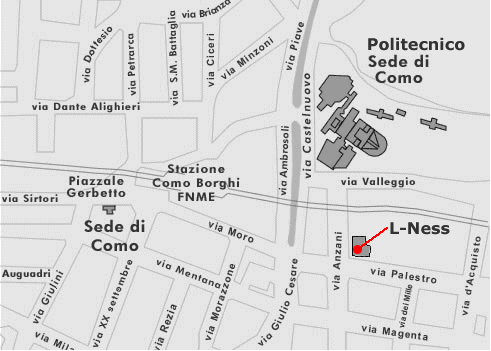 Map showing the L-NESS Como site in via Anzani Map showing the L-NESS Como site in via Anzani