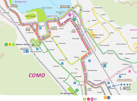 Urban bus routes in Como