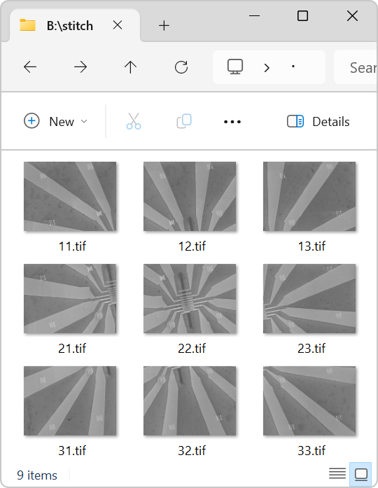 SEM images to be stitched